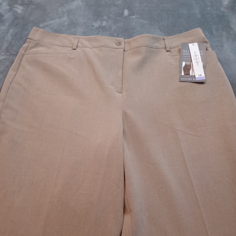 David Dart Pants Slimming Solution Size 18 Beige Cropped Capri Comfort Stretch - Picture 3 of 15